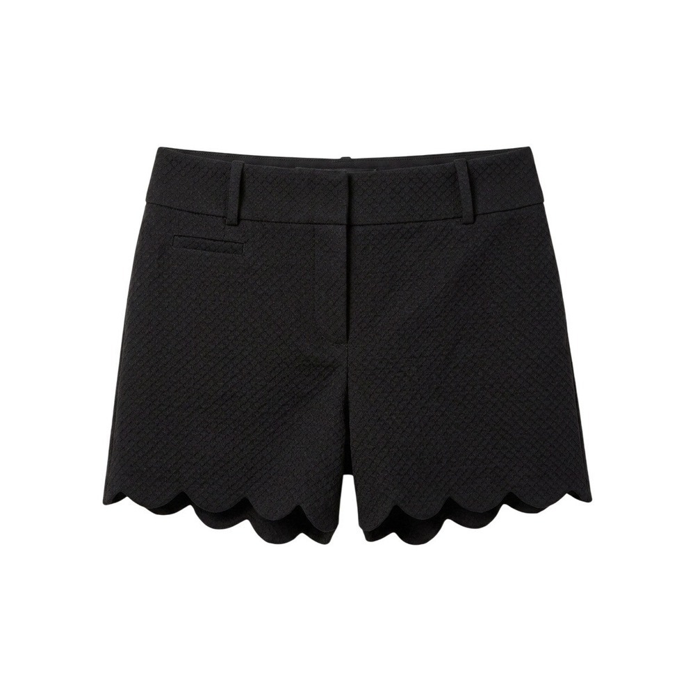 Ann Taylor Loft The Riviera Short Black Scallop Hem Textured Jacquard Womens 2